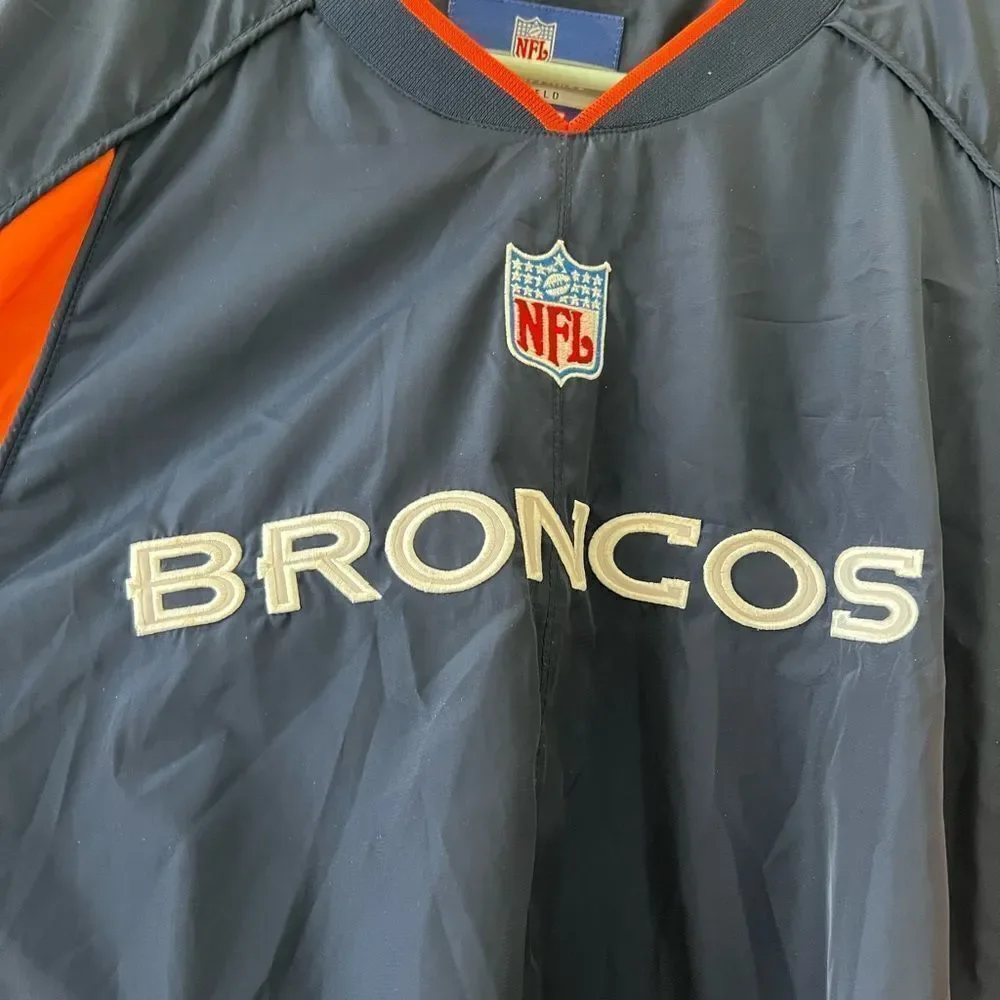 Reebok Mens L Pullover XL NFL On Field Apparel Denver Broncos Windbreaker - Picture 4 of 8